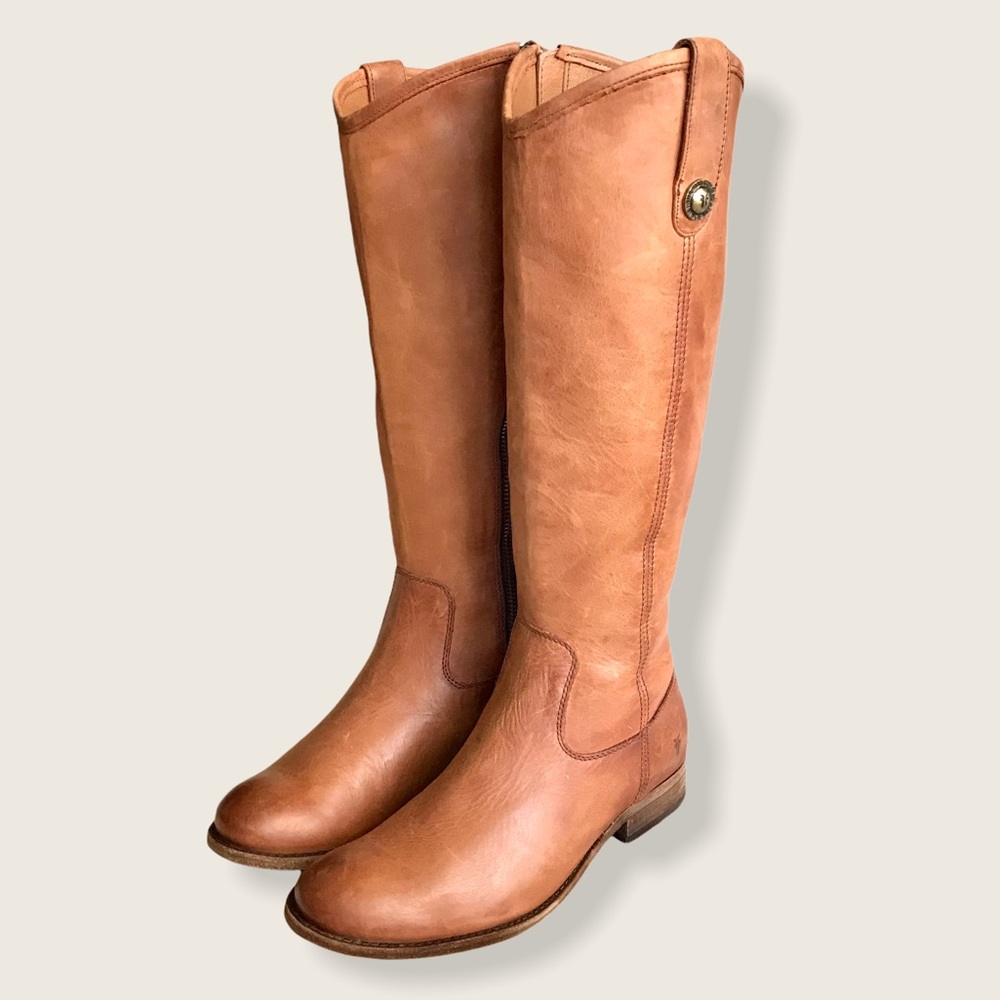 Frye Melissa Button Cognac Leather Casual TallBoot - Picture 8 of 16